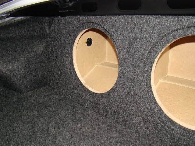 Ford Mustang Coupe 2005-2014 Single / Dual Subwoofer Box w/ Recessed Holes & Amp Mount Area/Rack  (version 2)