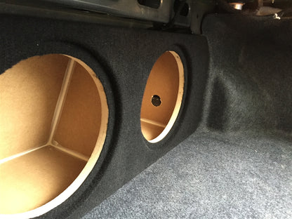 Ford Mustang Coupe 2015-2023 Single / Dual Subwoofer Box w/ recessed mounting holes (version 2)